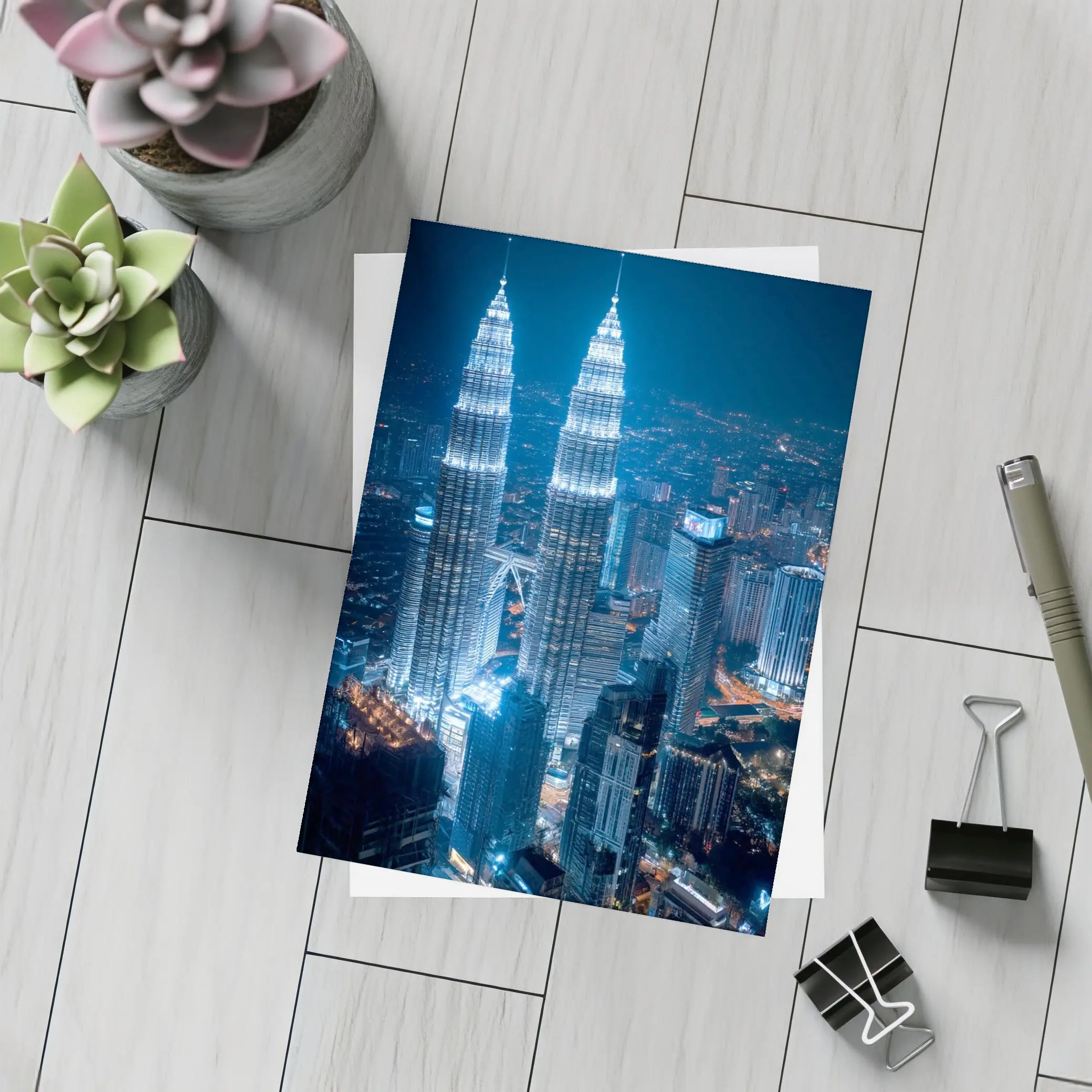 Petronas Twin Towers Kuala Lumpur Night Skyline – Postcards