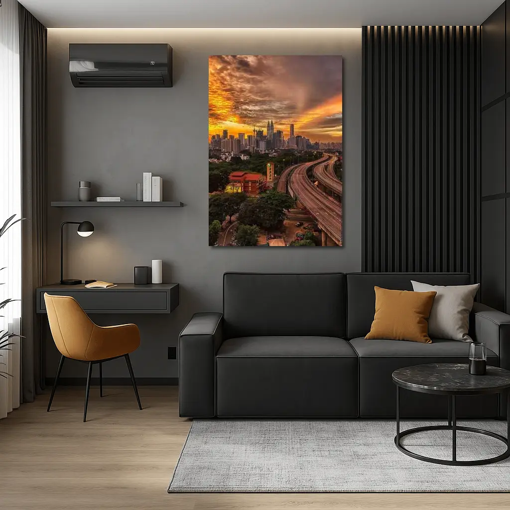 Kuala Lumpur Skyline Fiery Sunset Cityscape – Wall Art