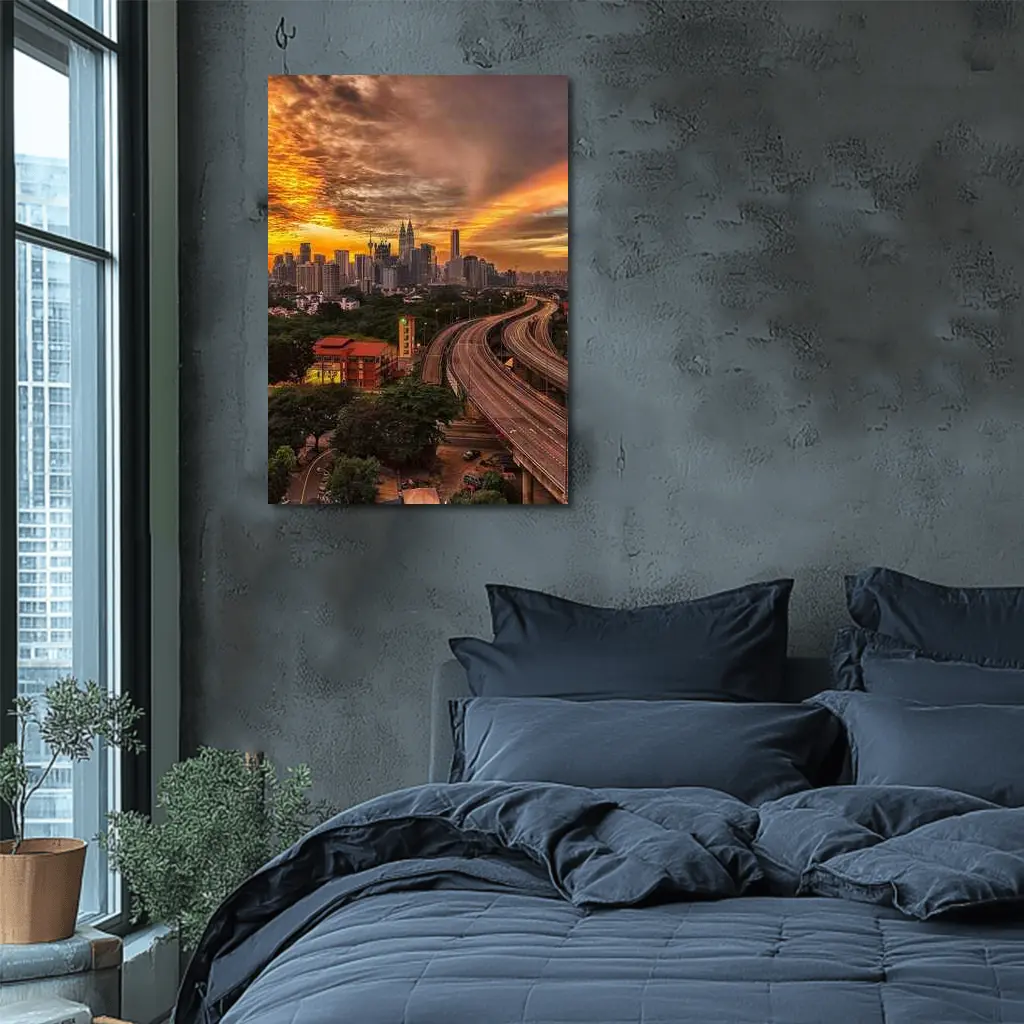 Kuala Lumpur Skyline Fiery Sunset Cityscape – Wall Art
