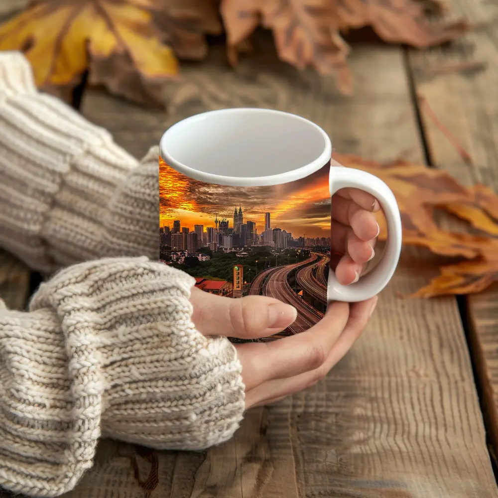 Kuala Lumpur Skyline Fiery Sunset Cityscape – Mugs