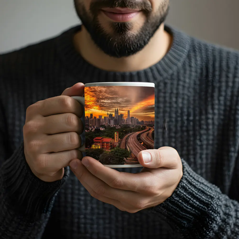 Kuala Lumpur Skyline Fiery Sunset Cityscape – Mugs