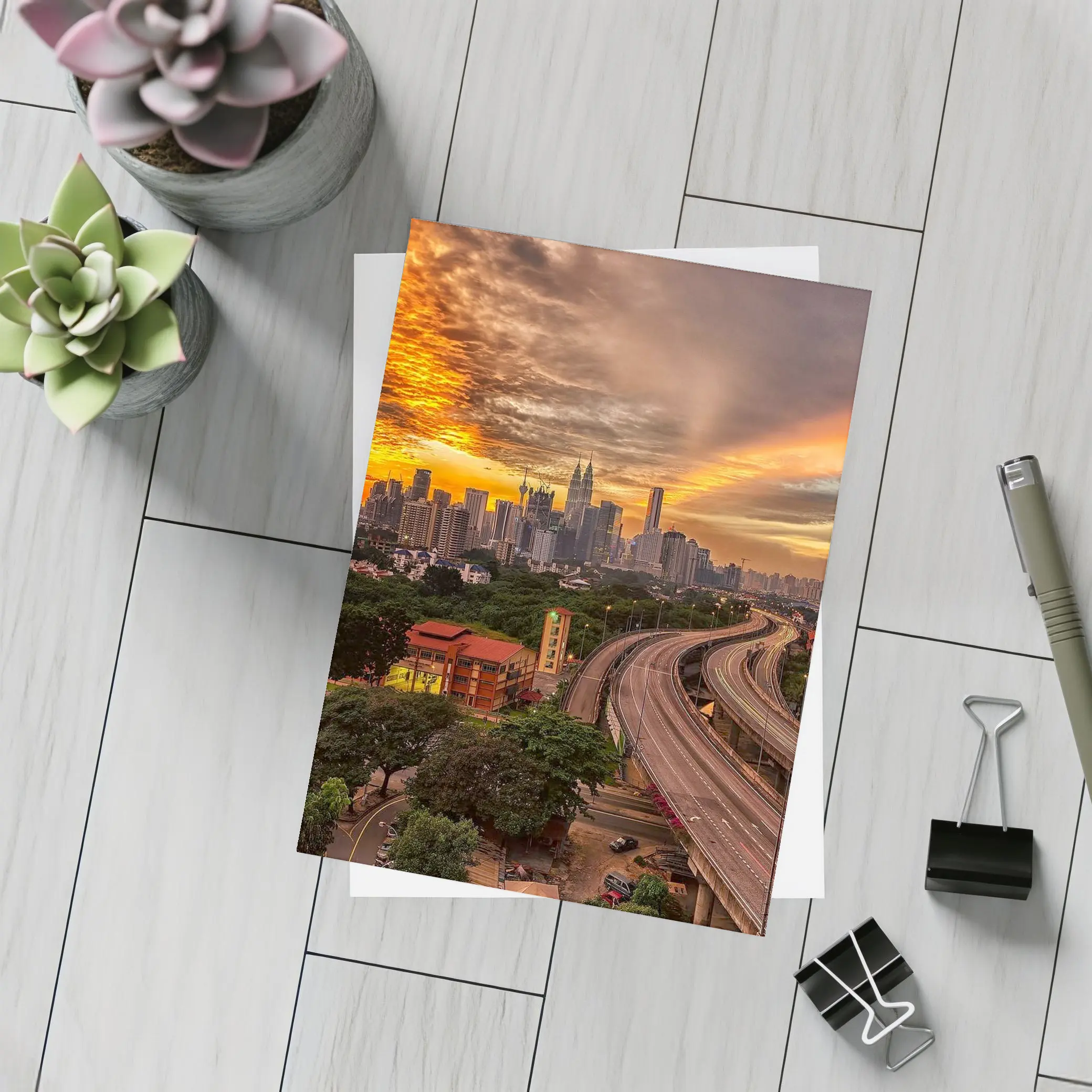 Kuala Lumpur Skyline Fiery Sunset Cityscape – Postcards
