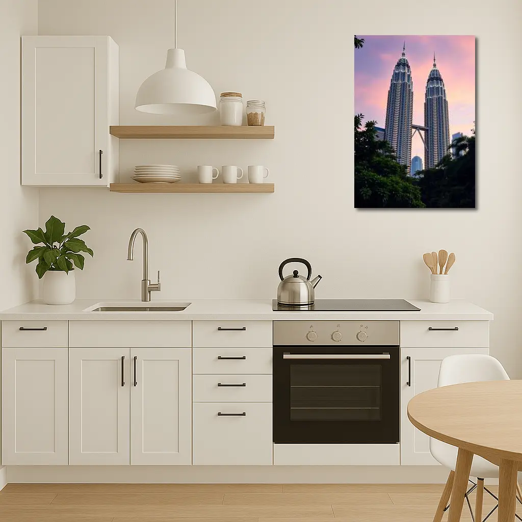 Petronas Twin Towers Pink Sunset Sky – Wall Art
