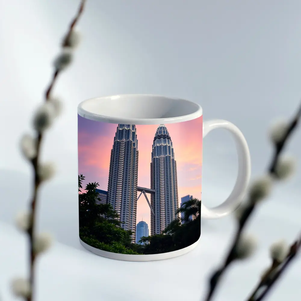 Petronas Twin Towers Pink Sunset Sky – Mugs