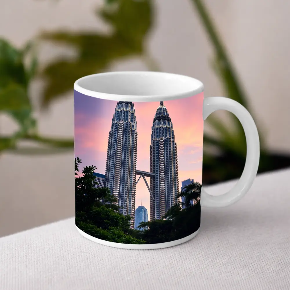 Petronas Twin Towers Pink Sunset Sky – Mugs