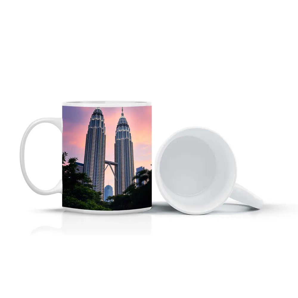 Petronas Twin Towers Pink Sunset Sky – Mugs