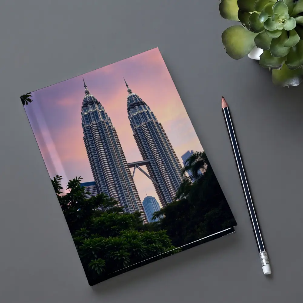 Petronas Twin Towers Pink Sunset Sky – Notebooks