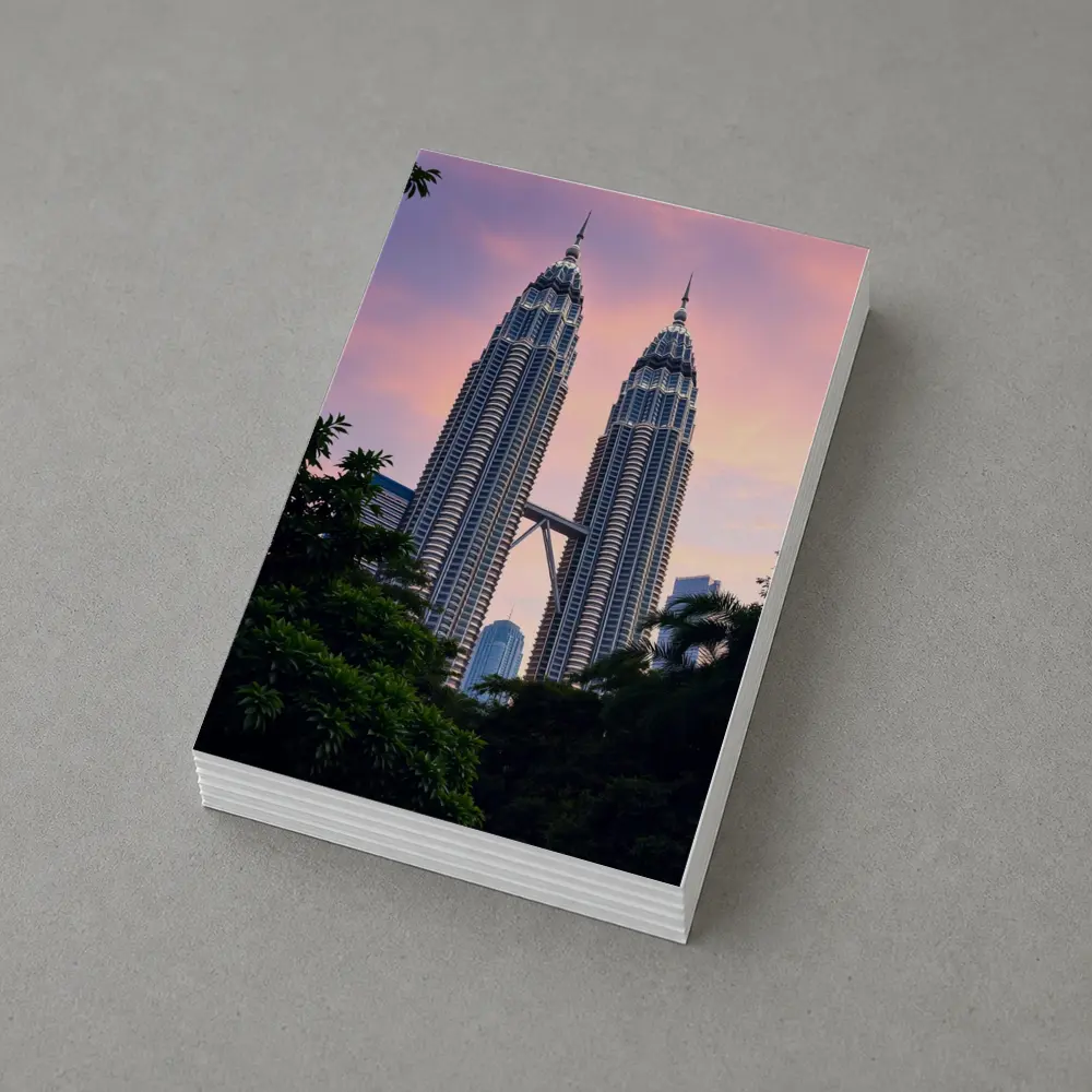 Petronas Twin Towers Pink Sunset Sky – Postcards