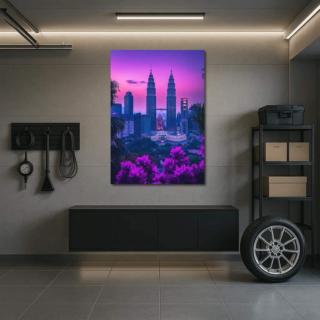 Petronas Towers Kuala Lumpur Purple Sunset Sky – Wall Art