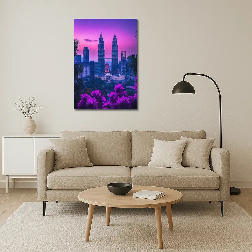 Petronas Towers Kuala Lumpur Purple Sunset Sky – Wall Art