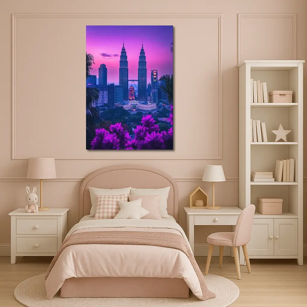 Petronas Towers Kuala Lumpur Purple Sunset Sky – Wall Art