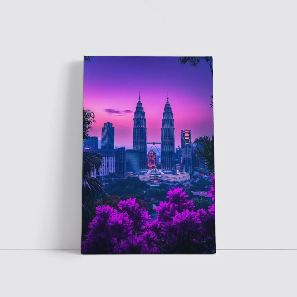 Petronas Towers Kuala Lumpur Purple Sunset Sky – Wall Art