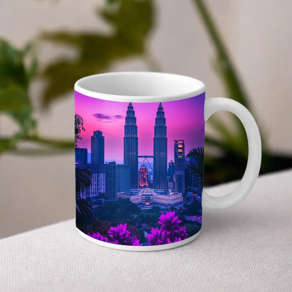 Petronas Towers Kuala Lumpur Purple Sunset Sky – Mugs