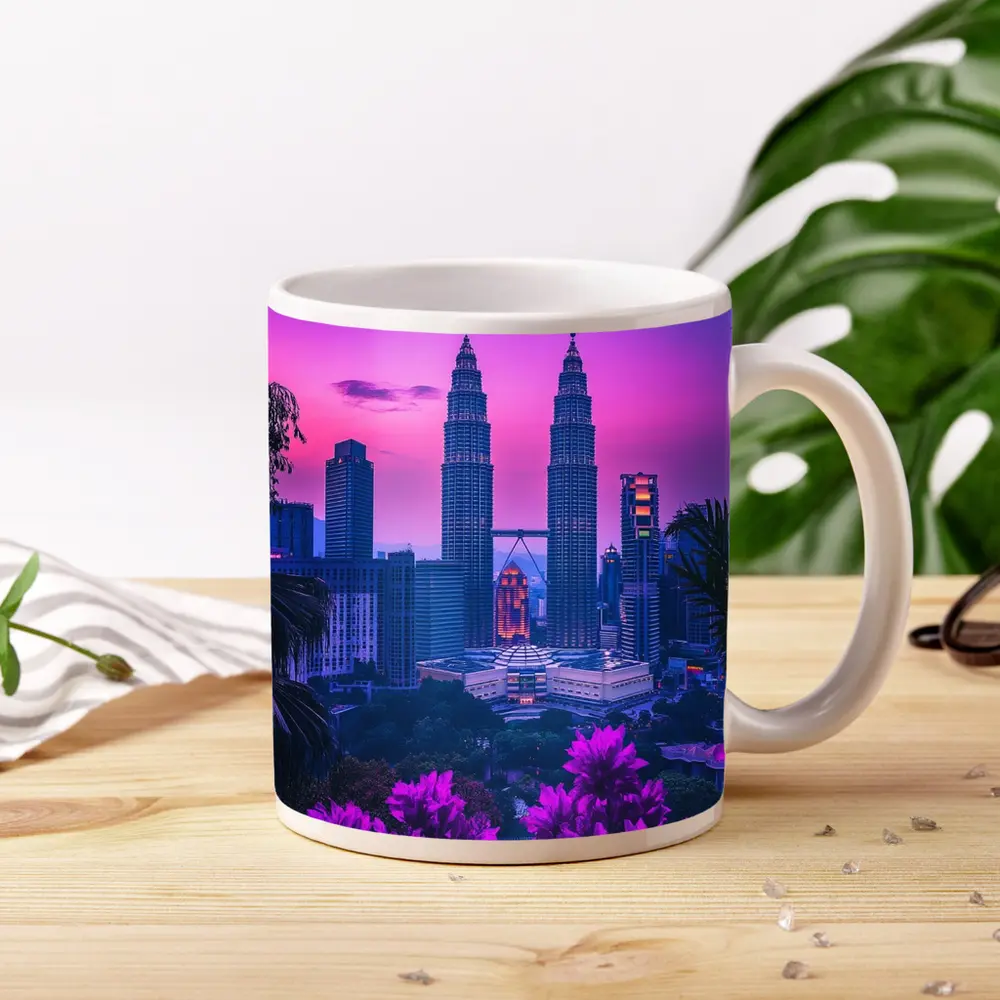 Petronas Towers Kuala Lumpur Purple Sunset Sky – Mugs