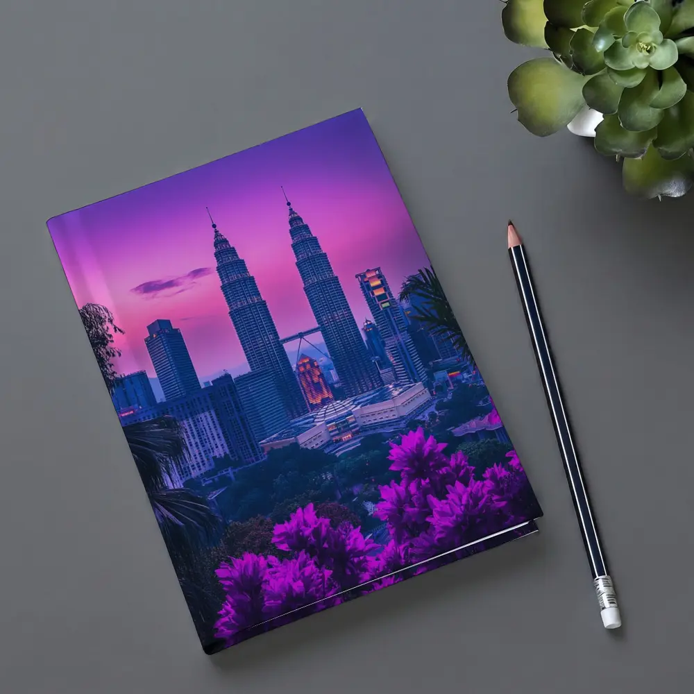 Petronas Towers Kuala Lumpur Purple Sunset Sky – Notebooks