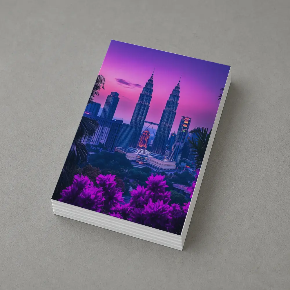 Petronas Towers Kuala Lumpur Purple Sunset Sky – Postcards