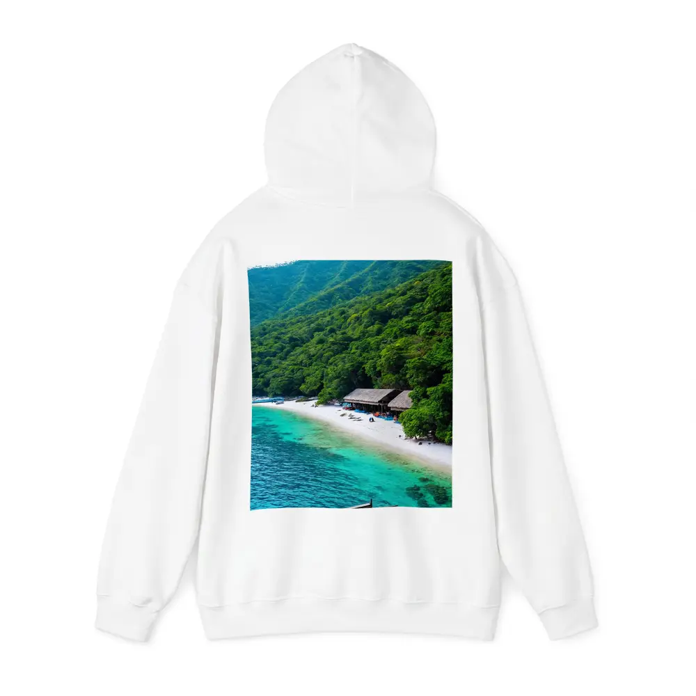 Tropical Beach Cove Green Mountain Aerial View – Hoodies