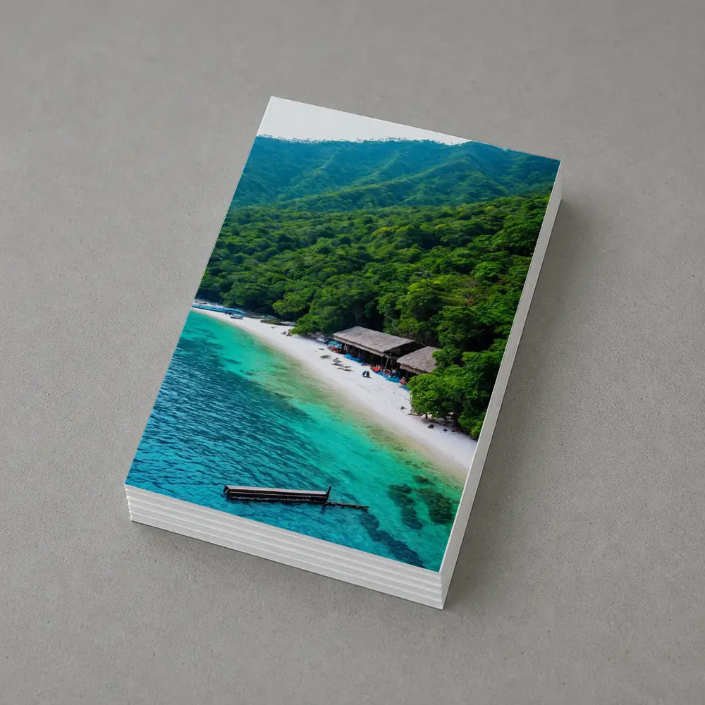 Tropical Beach Cove Green Mountain Aerial View – Postcards