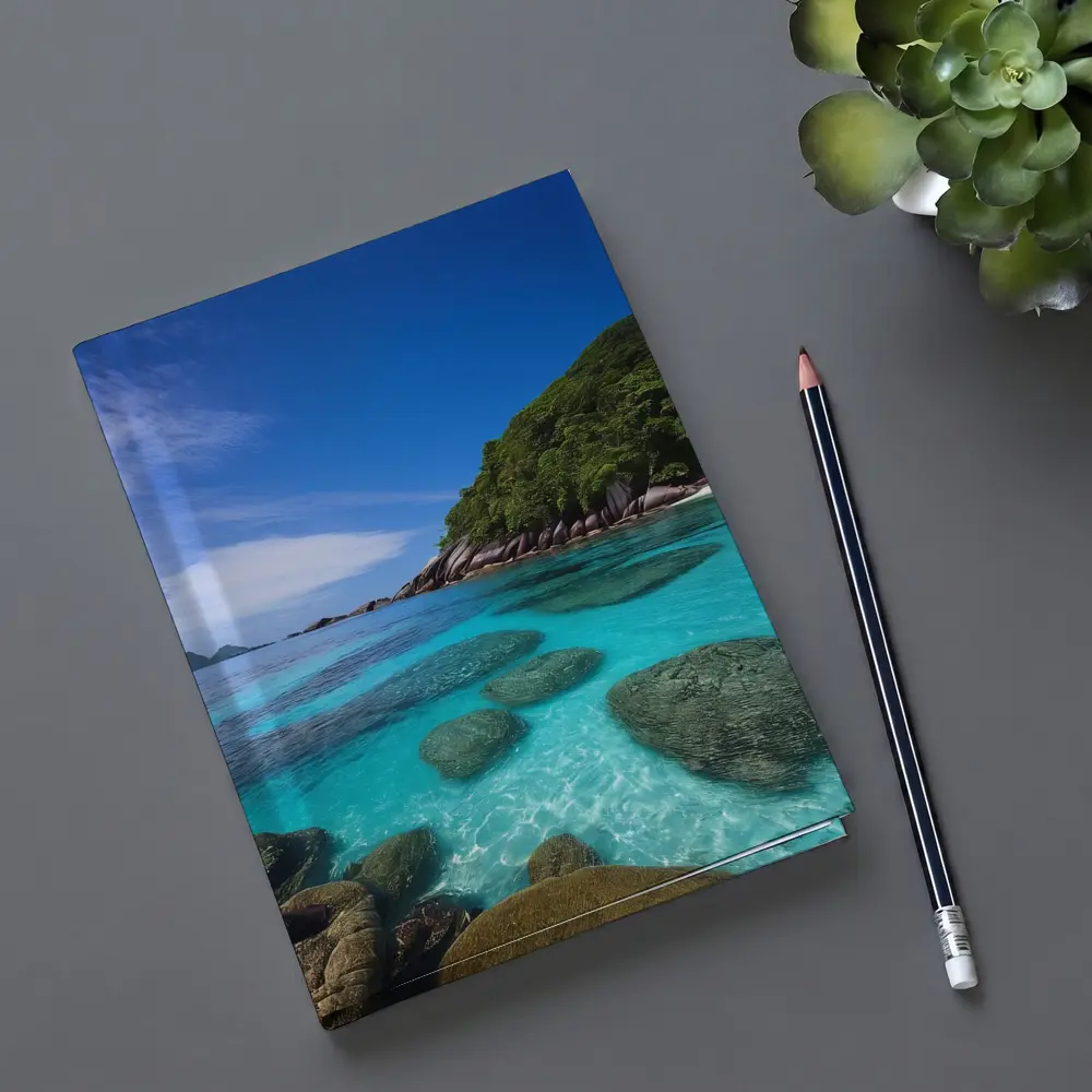 Clear Turquoise Ocean Water Rocky Tropical Island – Notebooks