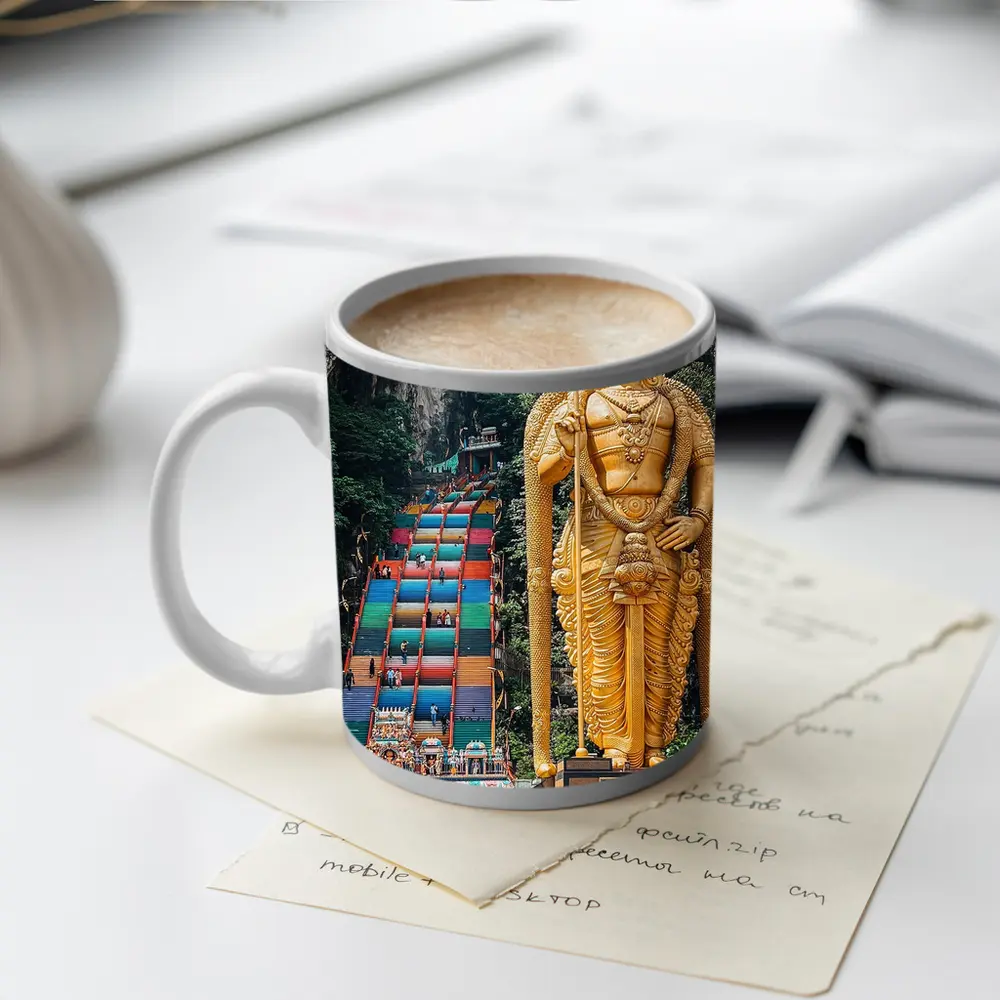 Lord Murugan Golden Statue Batu Caves Malaysia – Mugs