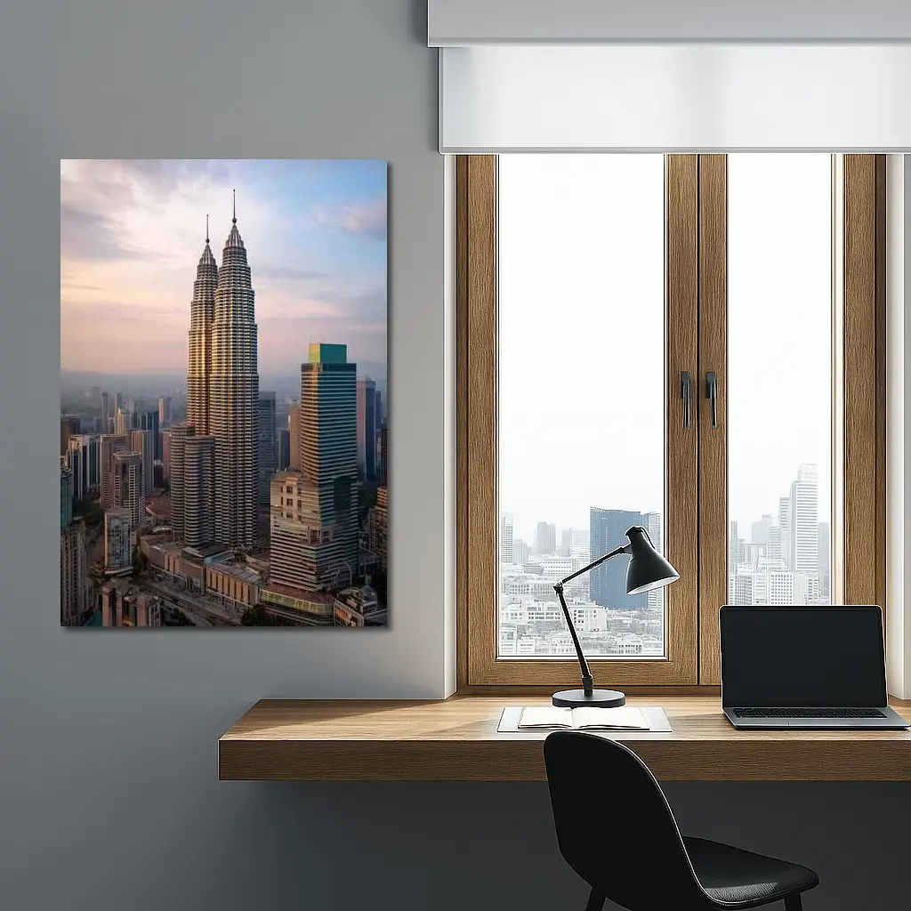 Petronas Twin Towers Kuala Lumpur Sunset Skyline – Wall Art