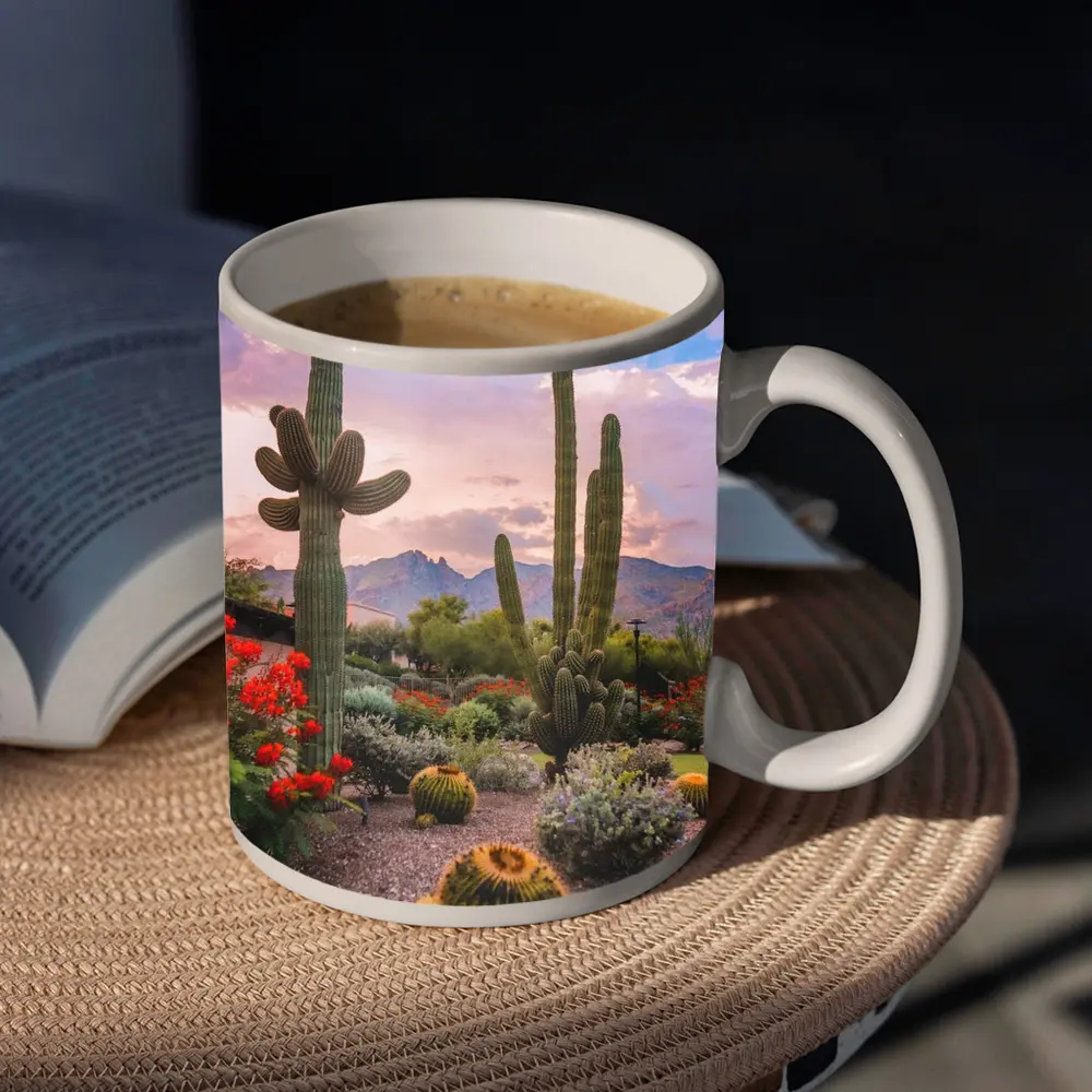 Saguaro Cactus Garden Sunset Mountain Desert – Mugs