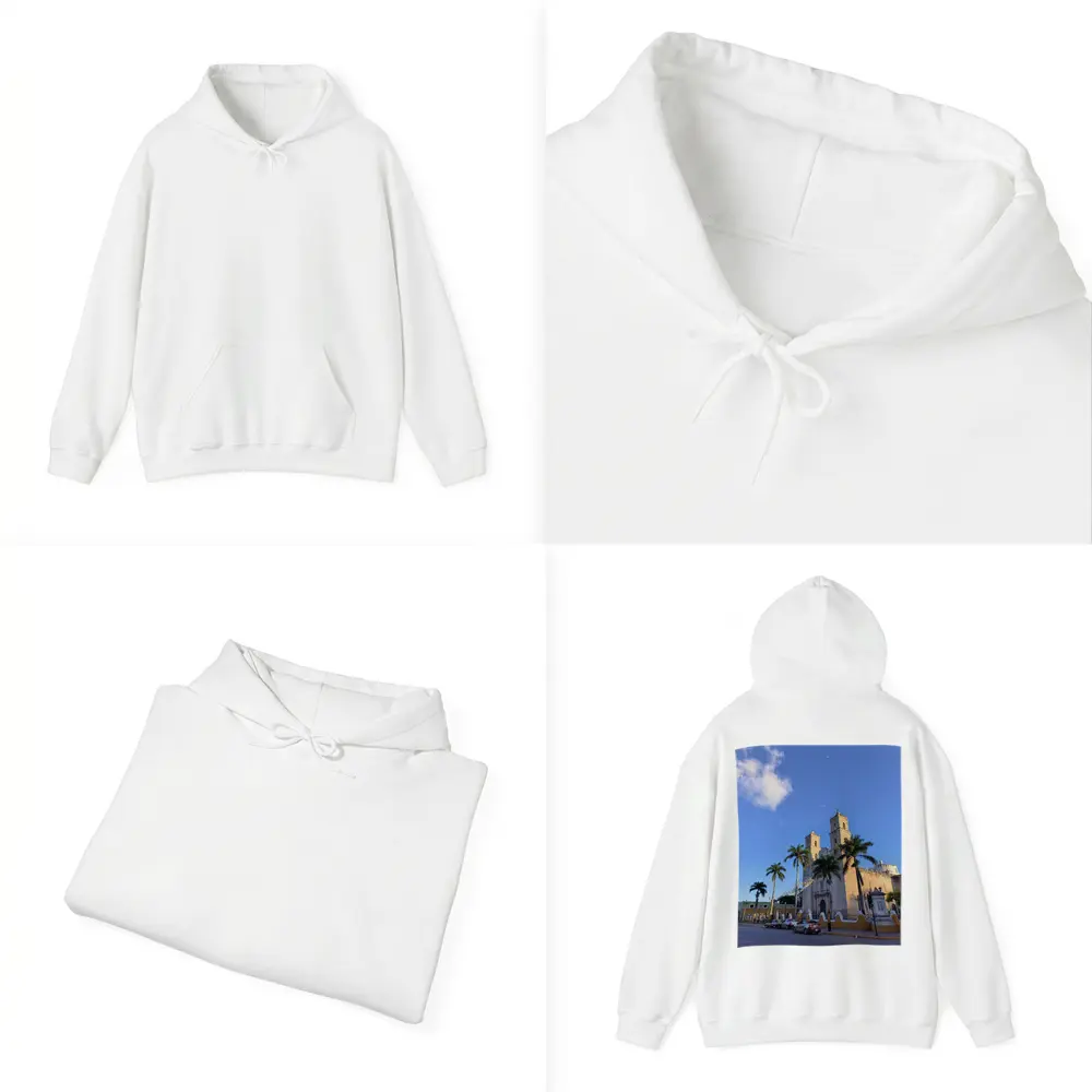 Colonial Cathedral Palm Trees Blue Sky – Hoodies