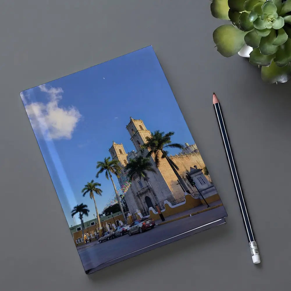 Colonial Cathedral Palm Trees Blue Sky – Notebooks