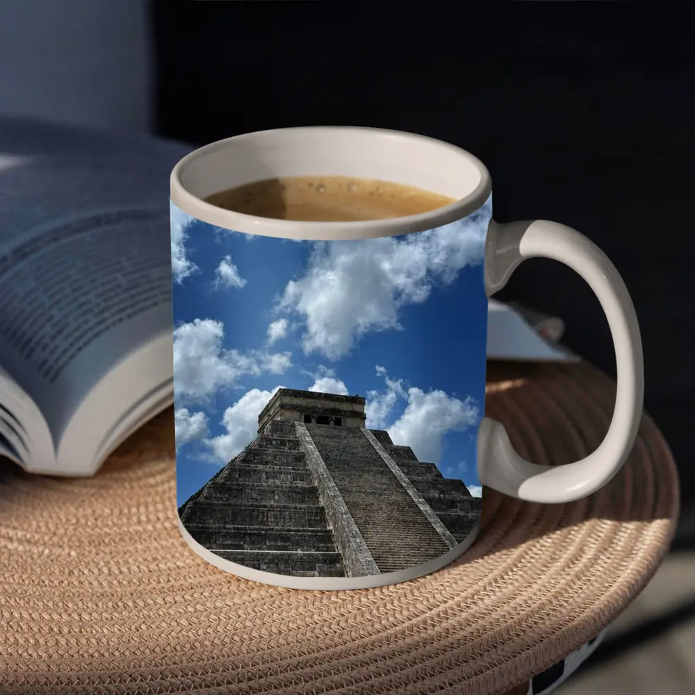 Chichen Itza Pyramid Blue Sky Mexico – Mugs