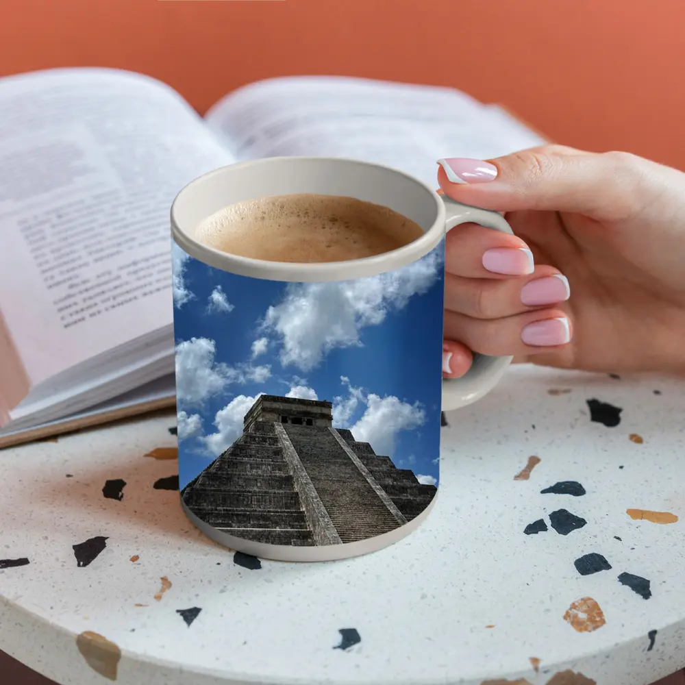 Chichen Itza Pyramid Blue Sky Mexico – Mugs