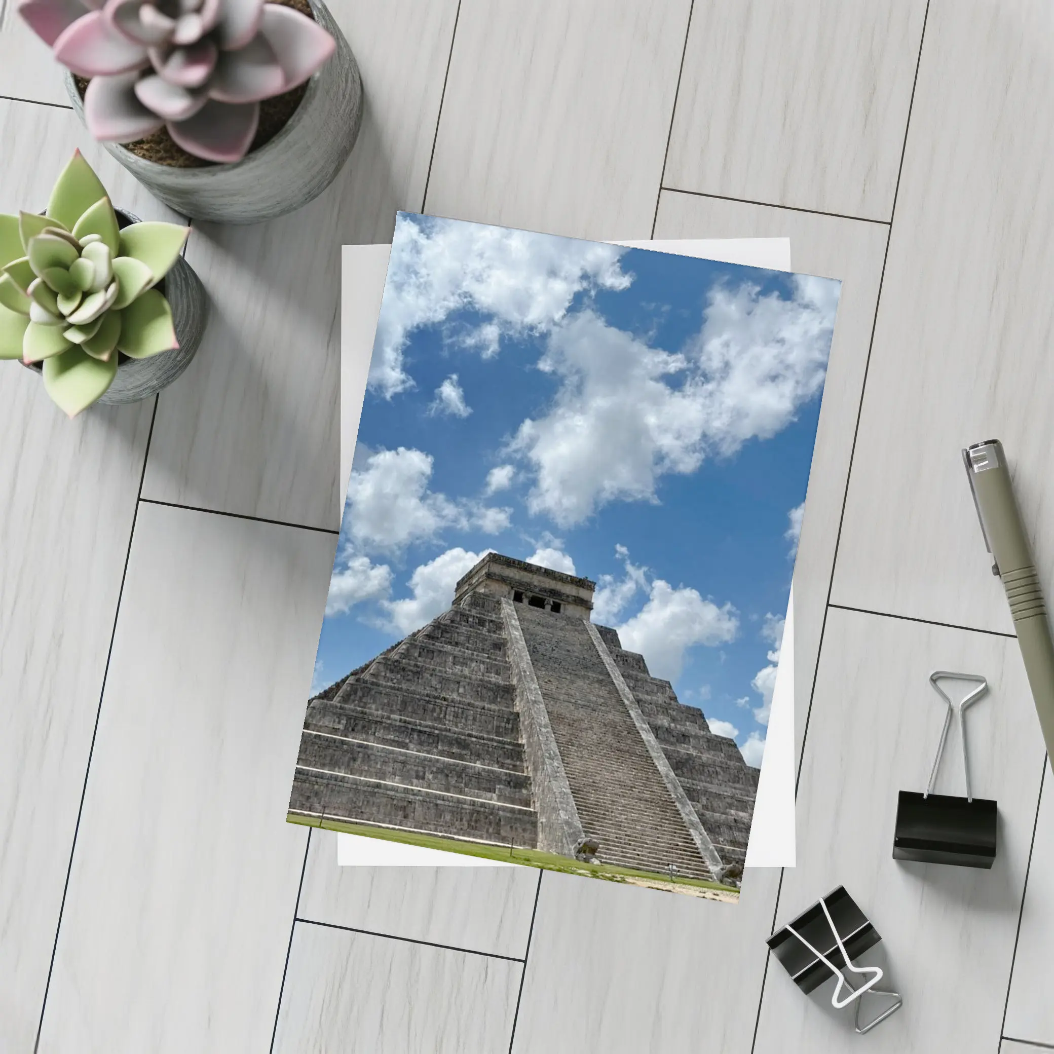 Chichen Itza Pyramid Blue Sky Mexico – Postcards