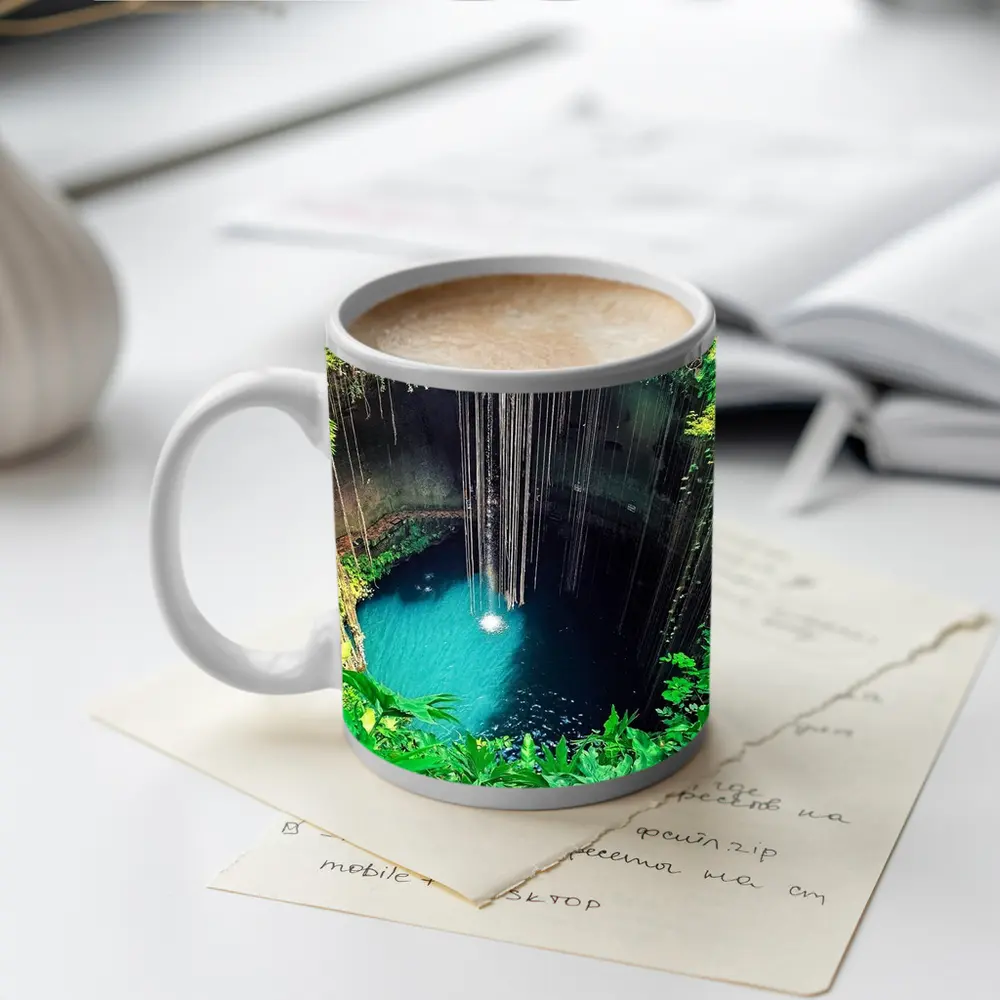 Ik Kil Cenote Turquoise Water Mexico Jungle – Mugs