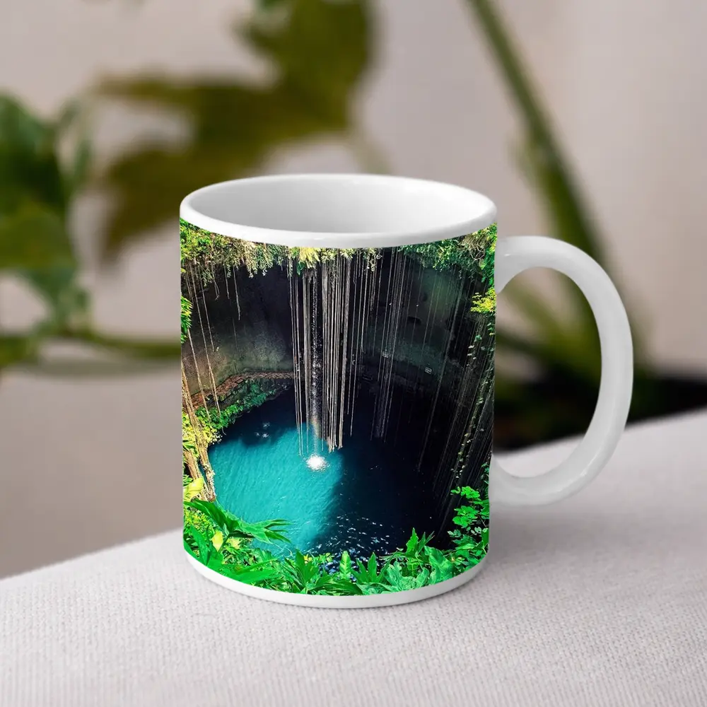 Ik Kil Cenote Turquoise Water Mexico Jungle – Mugs
