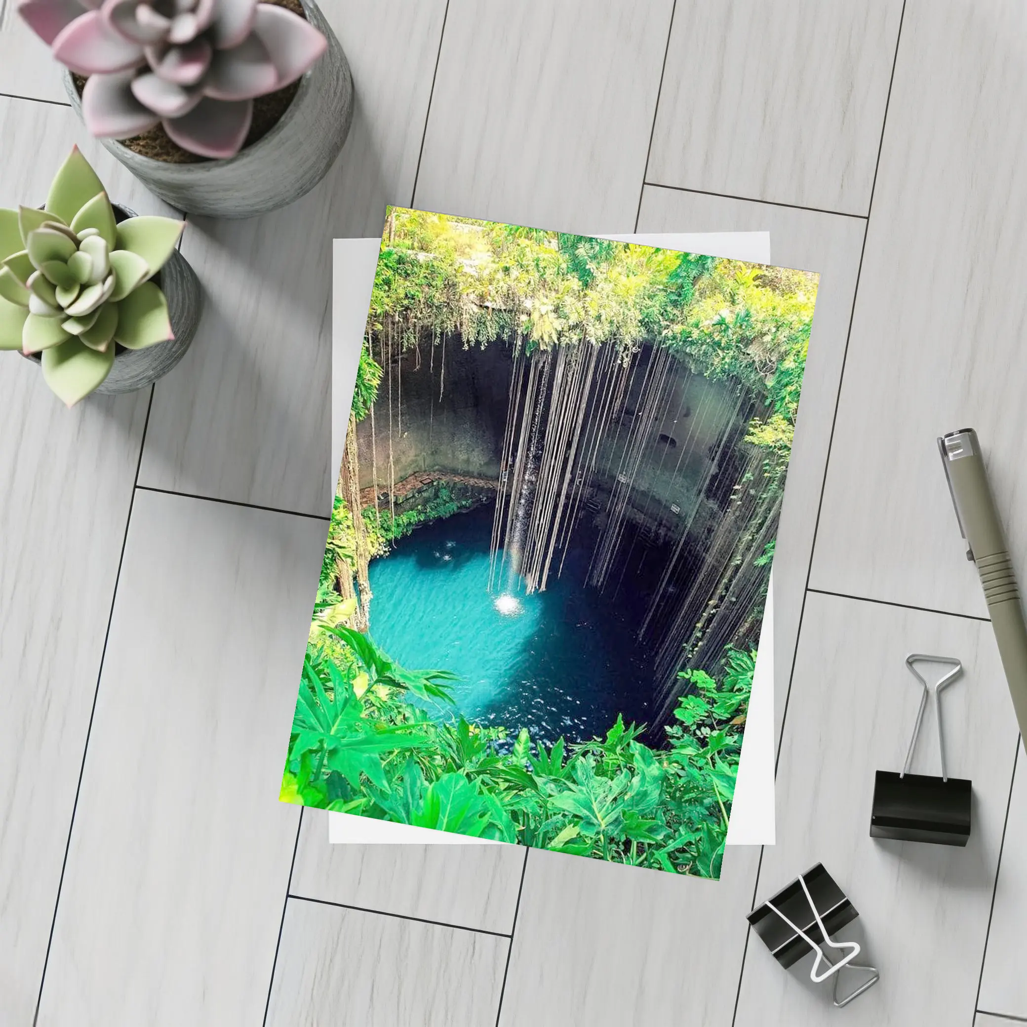 Ik Kil Cenote Turquoise Water Mexico Jungle – Postcards