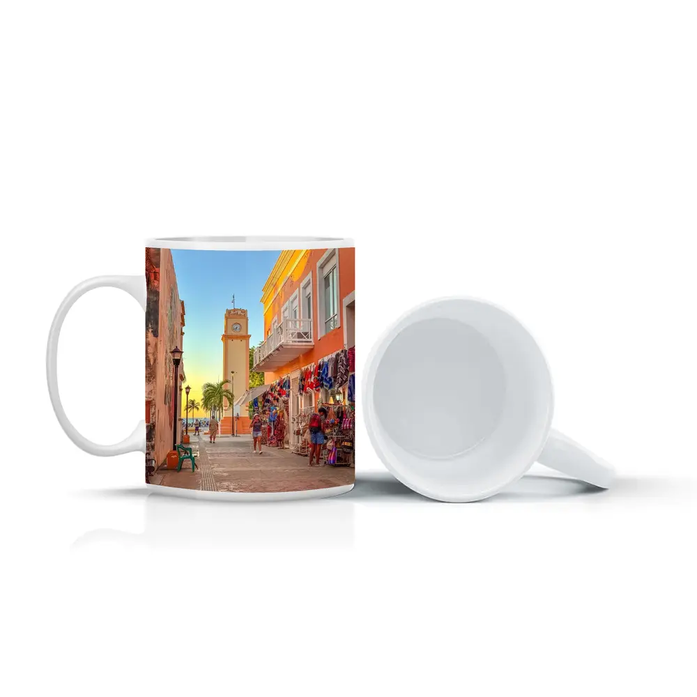 Cozumel Mexico Clock Tower Street Scene – Mugs