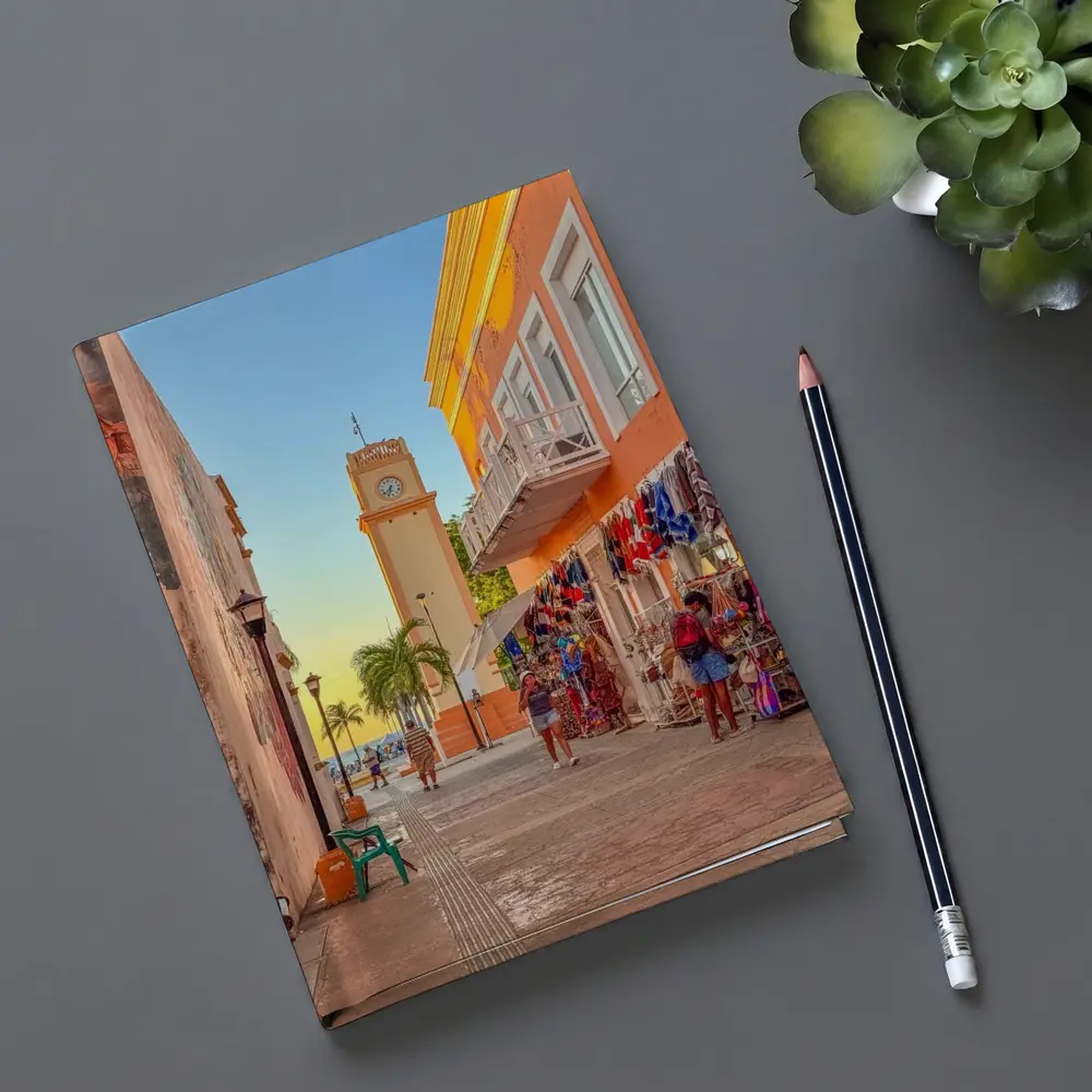 Cozumel Mexico Clock Tower Street Scene – Notebooks