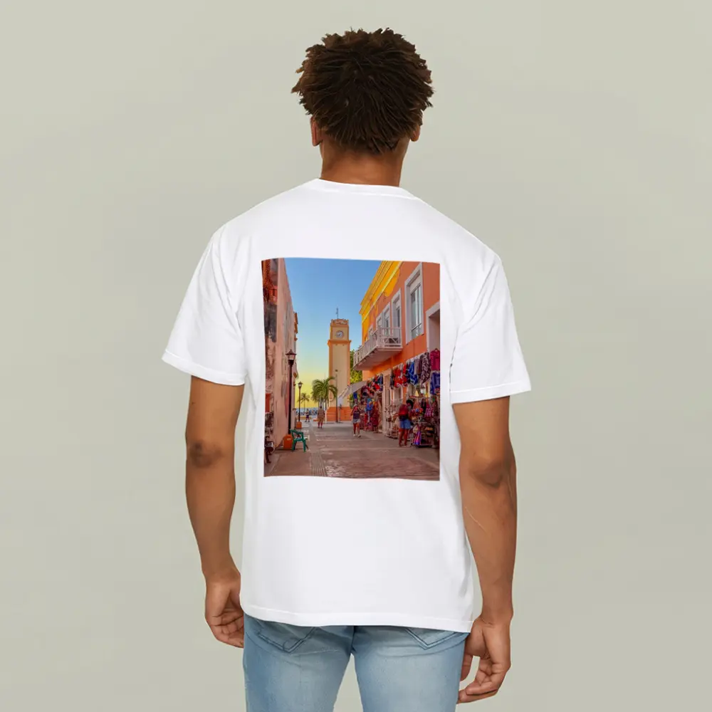 Cozumel Mexico Clock Tower Street Scene – T-Shirts