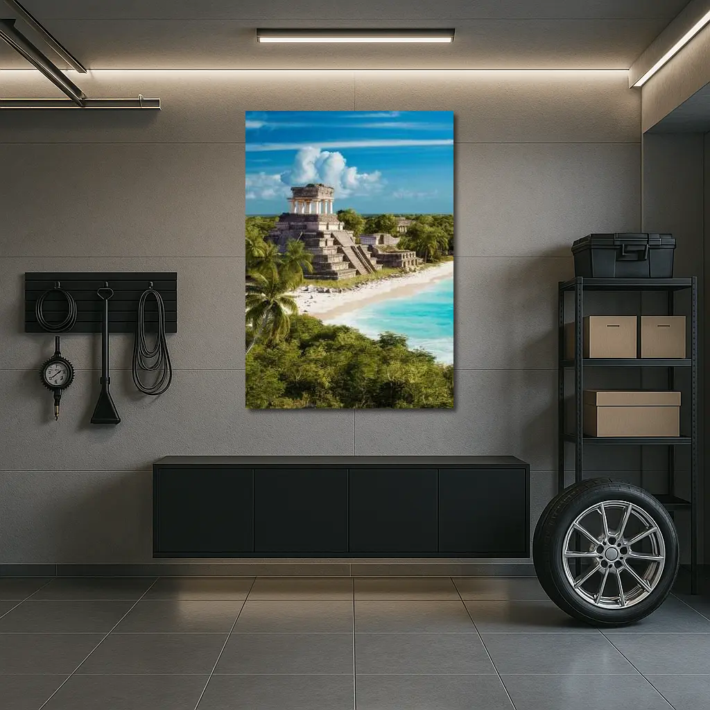 Mayan Temple Ruins Tropical Beach Jungle – Wall Art