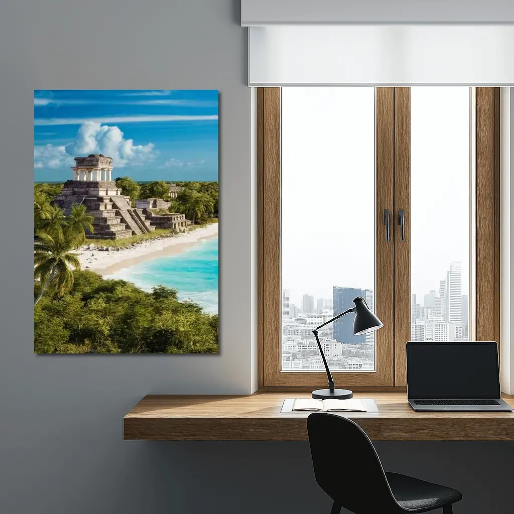 Mayan Temple Ruins Tropical Beach Jungle – Wall Art