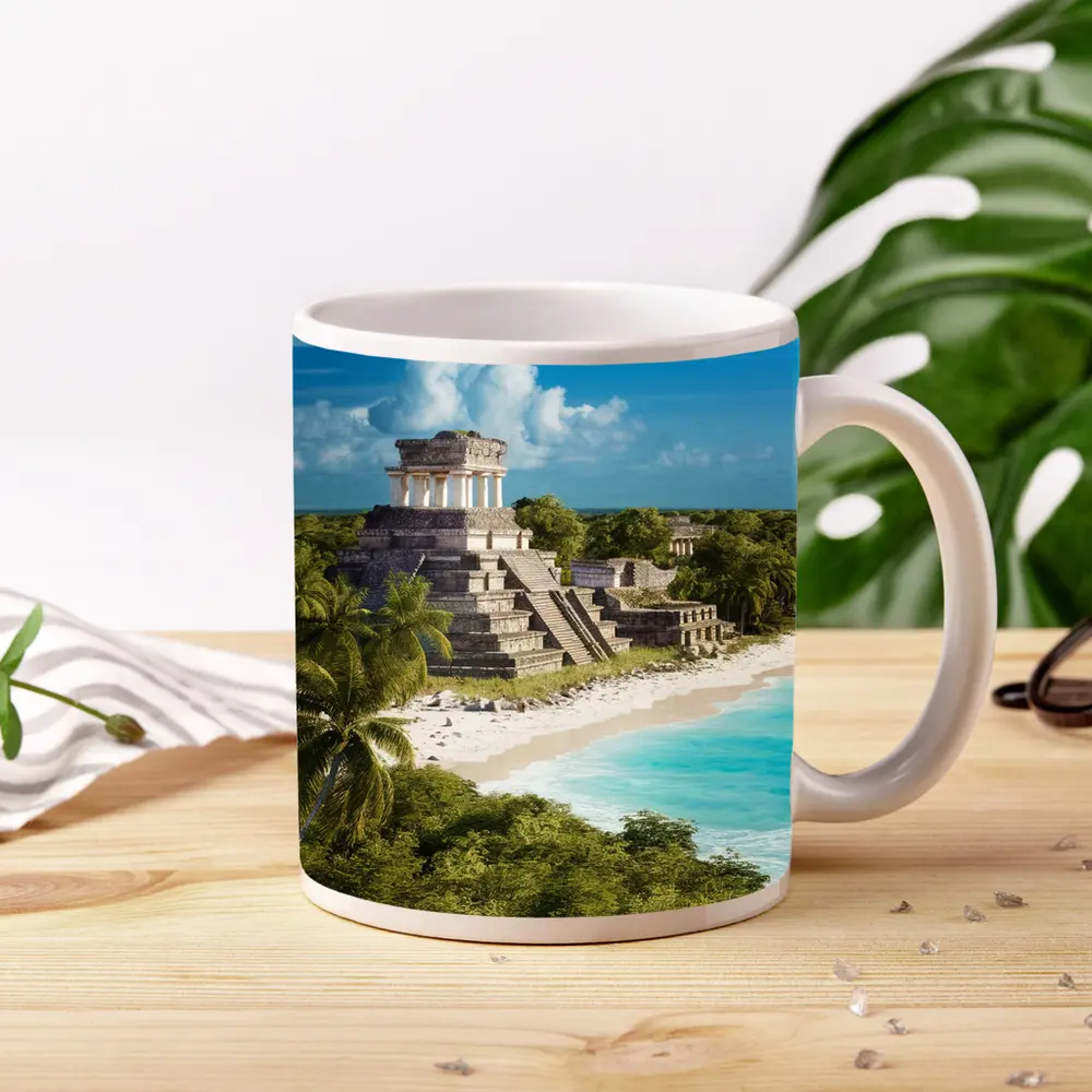 Mayan Temple Ruins Tropical Beach Jungle – Mugs