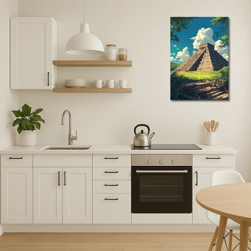 Chichen Itza Pyramid Anime Style Blue Sky – Wall Art