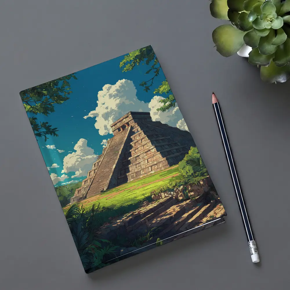 Chichen Itza Pyramid Anime Style Blue Sky – Notebooks