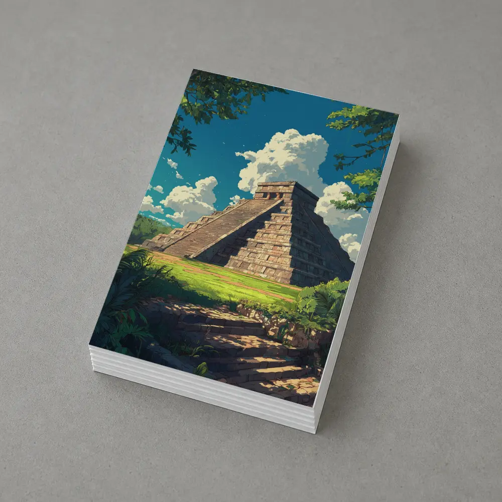 Chichen Itza Pyramid Anime Style Blue Sky – Postcards