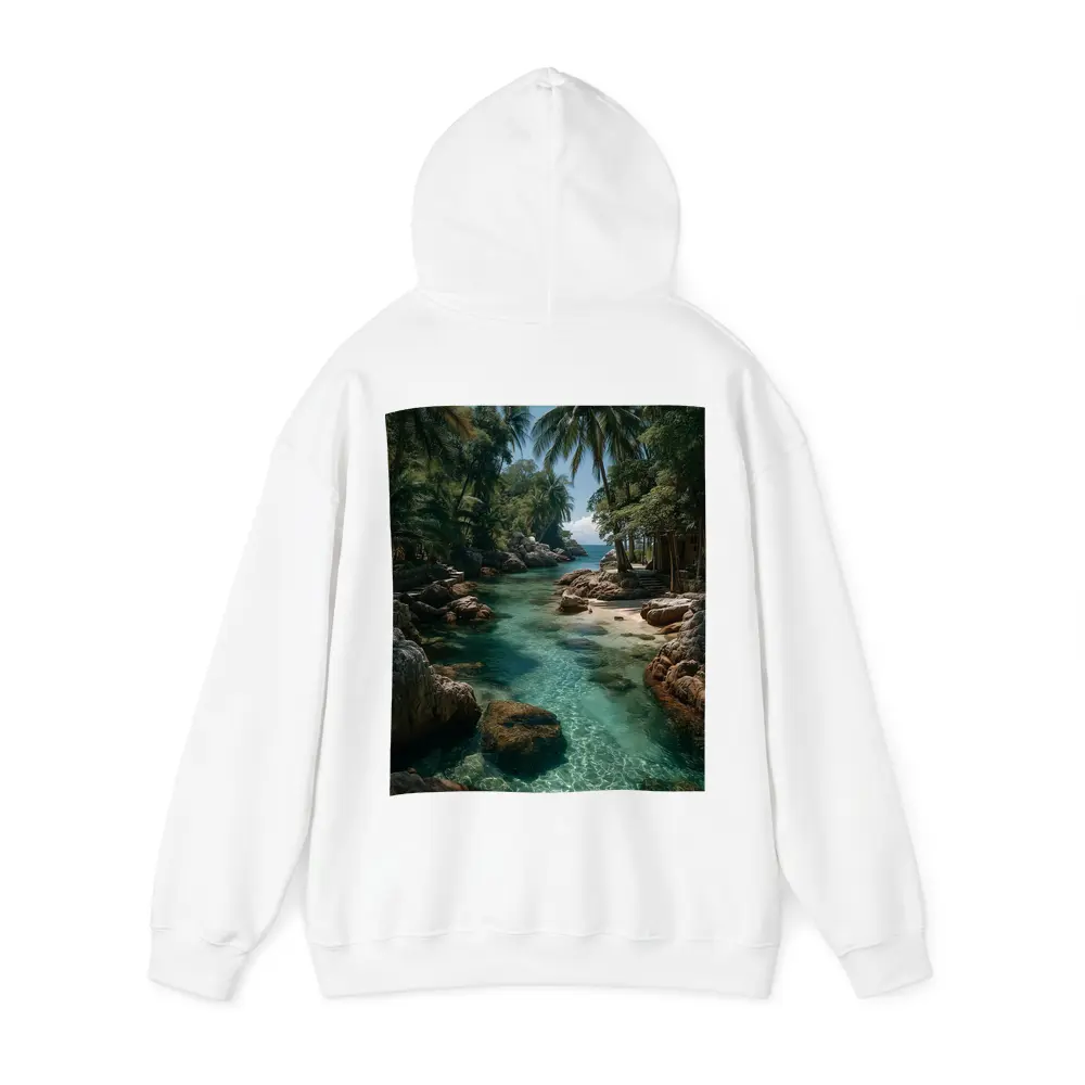 Tropical Clear River Rocky Palm Forest – Hoodies