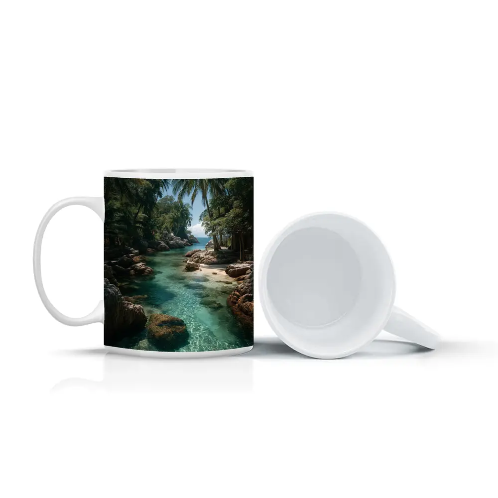 Tropical Clear River Rocky Palm Forest – Mugs