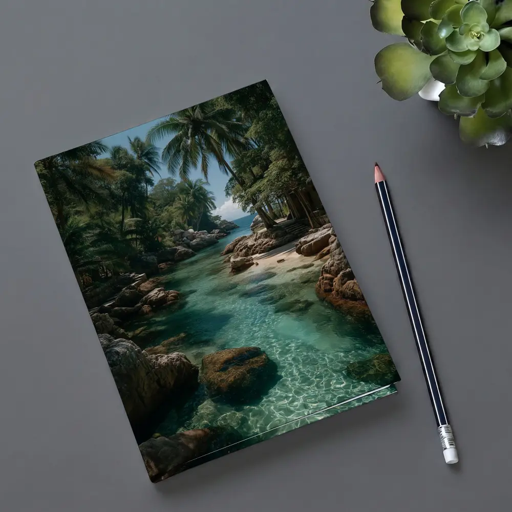 Tropical Clear River Rocky Palm Forest – Notebooks