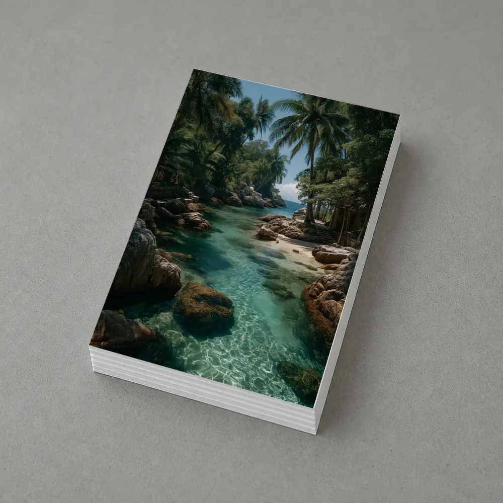 Tropical Clear River Rocky Palm Forest – Postcards