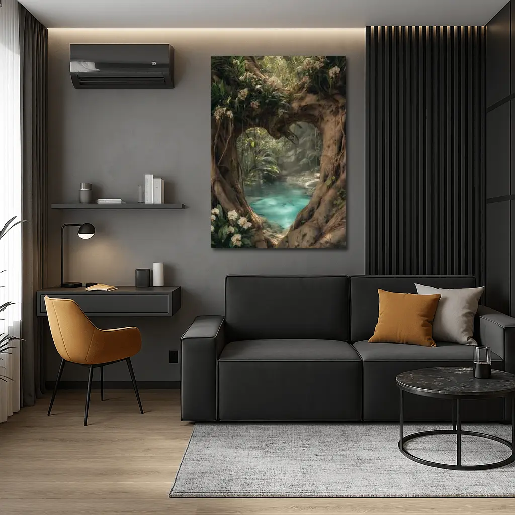 Ancient Tree Arch Tropical Forest River – Wall Art