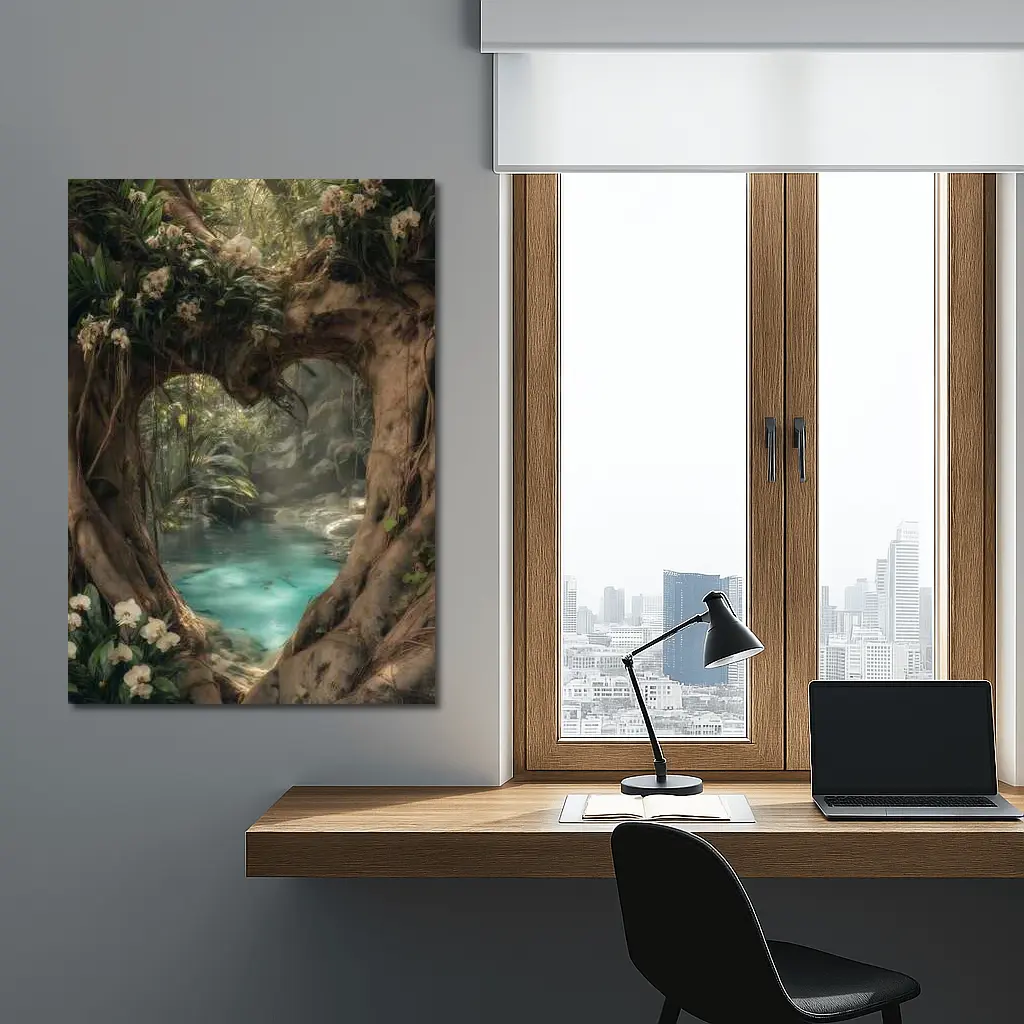 Ancient Tree Arch Tropical Forest River – Wall Art