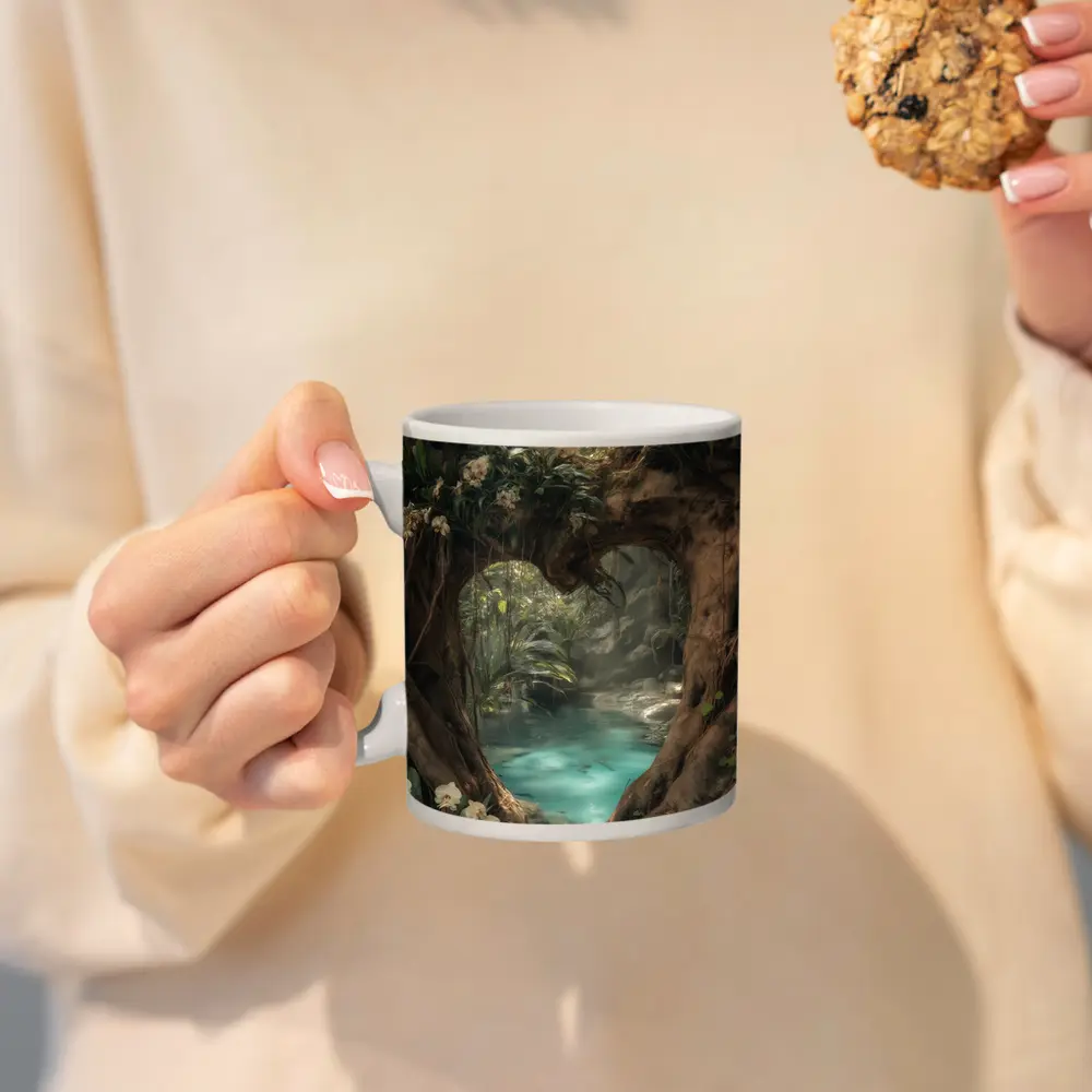 Ancient Tree Arch Tropical Forest River – Mugs